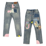 Kapital Jeans Hirata Kazuhiro smiley sticker ripped embroidery high street trendy brand denim trousers
