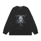 Men Long Sleeve Shirt Street Dance Leisure Washed-out Bottoming Long Sleeve T-shirt Men and Women Ins