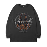 Men Long Sleeve Shirt Loose Long Sleeve T-shirt All-Matching Printed Casual