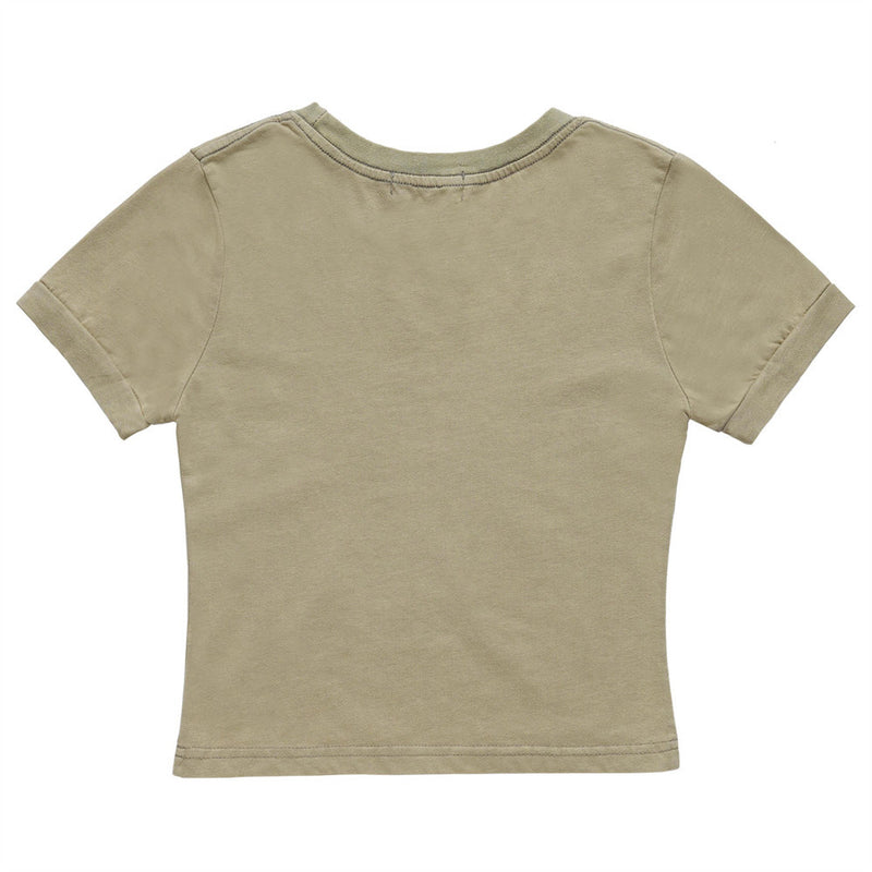 Women T-shirt Printed Short-Sleeved T-shirt Girls Washed Casual Summer round Neck