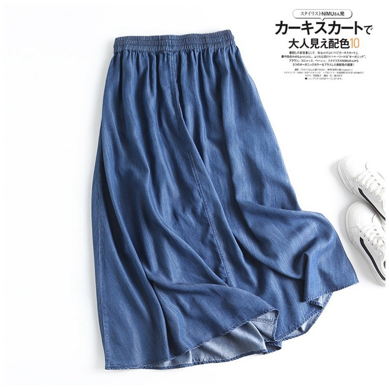 Women Skirt Summer Elastic Waist Skirt Women's Denim Skirt