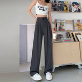 Palazzo Pants Gray Wide-Leg Pants for Women Loose Suit Pants
