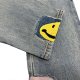 Kapital Jeans Hirata Kazuhiro smiley sticker ripped embroidery high street trendy brand denim trousers