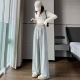 Palazzo Pants Gray Wide-Leg Pants Women's Autumn Loose Drooping Straight-Leg Pants Casual