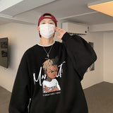 Men Hoodie Hiphop Sweater Men's High Street round Neck Long Sleeve T-shirt Spring and Autumn Loose
