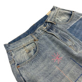 Kapital Jeans Hirata Kazuhiro smiley sticker ripped embroidery high street trendy brand denim trousers