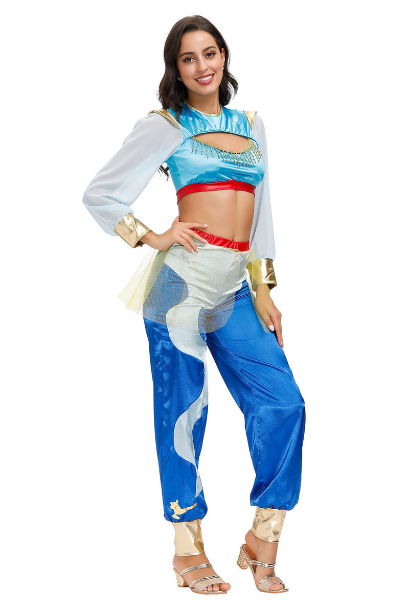 Arabian Nights Theme Dress Halloween Princess Jasmine Dancer Performance Costumes