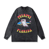 Men Long Sleeve Shirt Retro Dark Niche Washed Long Sleeve T-shirt Men's and Women's Bottoming Top