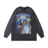 Men Long Sleeve Shirt Washed and Worn Long Sleeve T-shirt Men and Women Loose