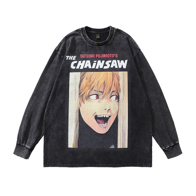Men Long Sleeve Shirt Printed Distressed Bottoming Long Sleeve T-shirt Men and Women Couple's Tops