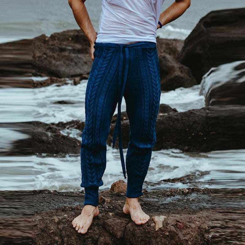 Men Pant Spring Straight Solid Color Woolen Mid-Waist Trousers for Men