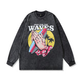 Men Long Sleeve Shirt Retro Dark Niche Washed Long Sleeve T-shirt Men's and Women's Bottoming Top