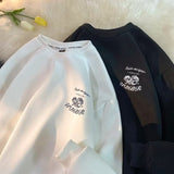 Men Hoodie Rose round Neck Sweater Spring and Autumn Casual Loose Jacket