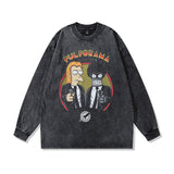 Men Long Sleeve Shirt Retro Dark Niche Washed Long Sleeve T-shirt Men's and Women's Bottoming Top