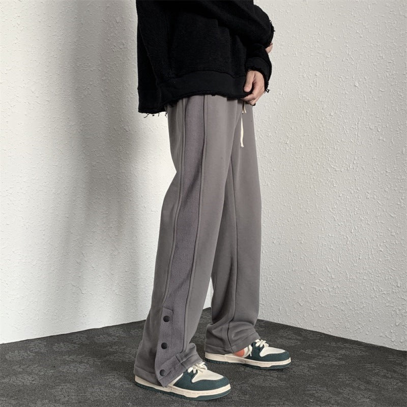 Men Sweatpants Breasted Split Pants Men's Summer Straight-Leg Pants Casual Pants