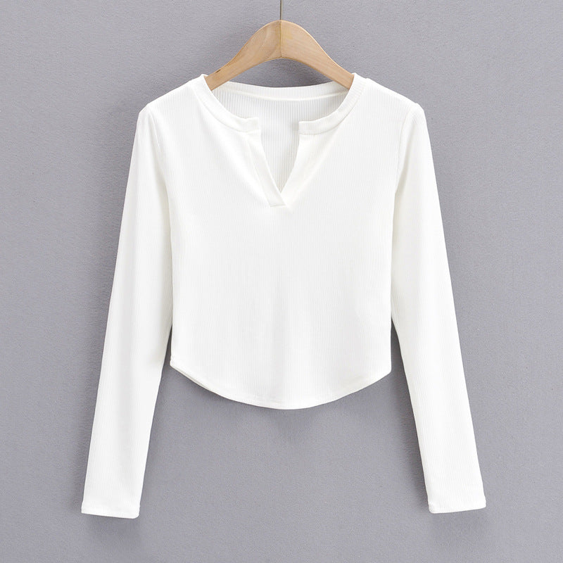Women T-shirt V-neck Long Sleeve Top Short-Sleeved T-shirt