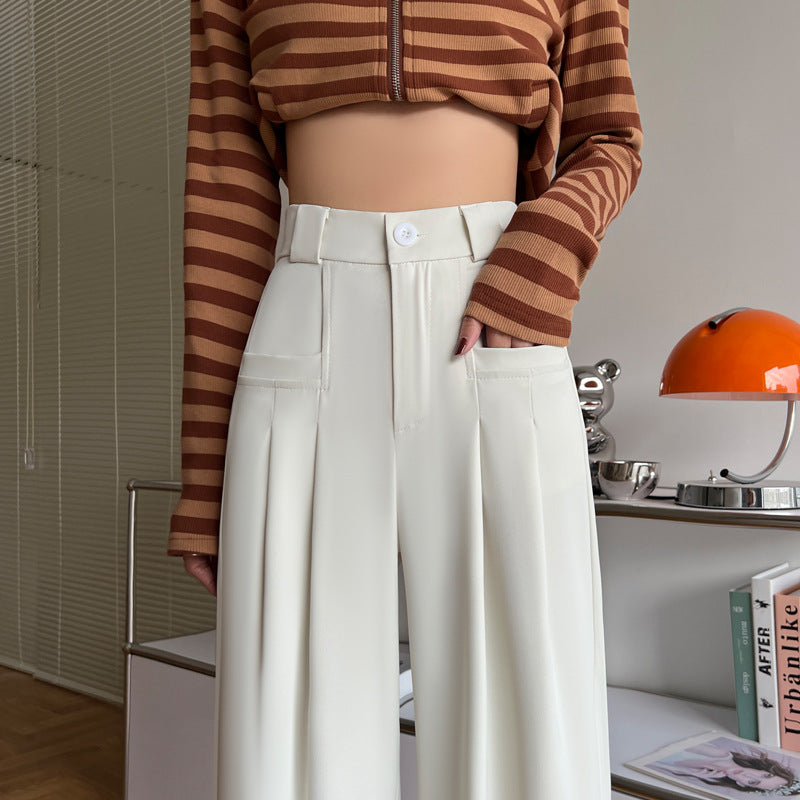 Palazzo Pants Suit Pants Women Spring and Summer High Waist Straight Casual Wide Leg Pants