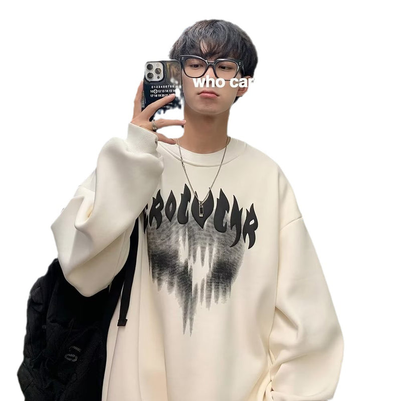 Men Hoodie round Neck Sweater Men's Autumn Top Spring and Autumn Coat