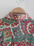 Women T-Shirt Women's Autumn Loose Printed Long-Sleeved Shirt Polo Collar Top