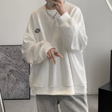 Men Hoodie Sweater Men's round Neck Autumn Hong Kong Style Clothes Baggy Coat