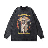 Men Long Sleeve Shirt Retro Dark Niche Washed Long Sleeve T-shirt Men's and Women's Bottoming Top