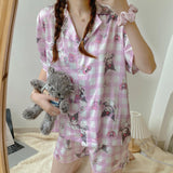 Kuromi Pajama Set Summer Cute Japanese Style Thin Cardigan