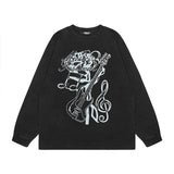 Men Long Sleeve Shirt Hiphop Retro Washed Long Sleeve Bottoming T-shirt Men and Women Vintage