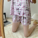 Kuromi Pajama Set Summer Cute Japanese Style Thin Cardigan