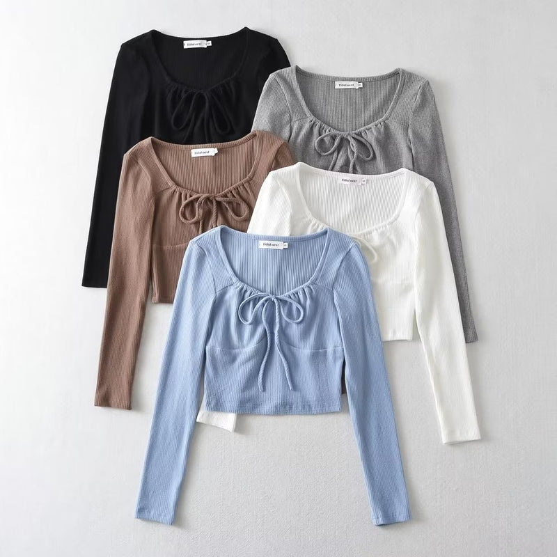 Women T-Shirt Top Women's Autumn and Winter Slim Fit Long-Sleeved T-shirt