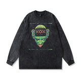 Men Long Sleeve Shirt Retro Dark Niche Washed Long Sleeve T-shirt Men's and Women's Bottoming Top