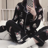 Kuromi Pajama Set Cartoon Casual Suitable for Daily Wear Home Wear Two-Piece Suit