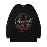 Men Long Sleeve Shirt Loose Long Sleeve T-shirt All-Matching Printed Casual