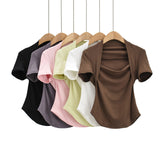 Women's T-Shirt Short T-shirt Women's Summer Slim-Fit Design Short-Sleeved Top